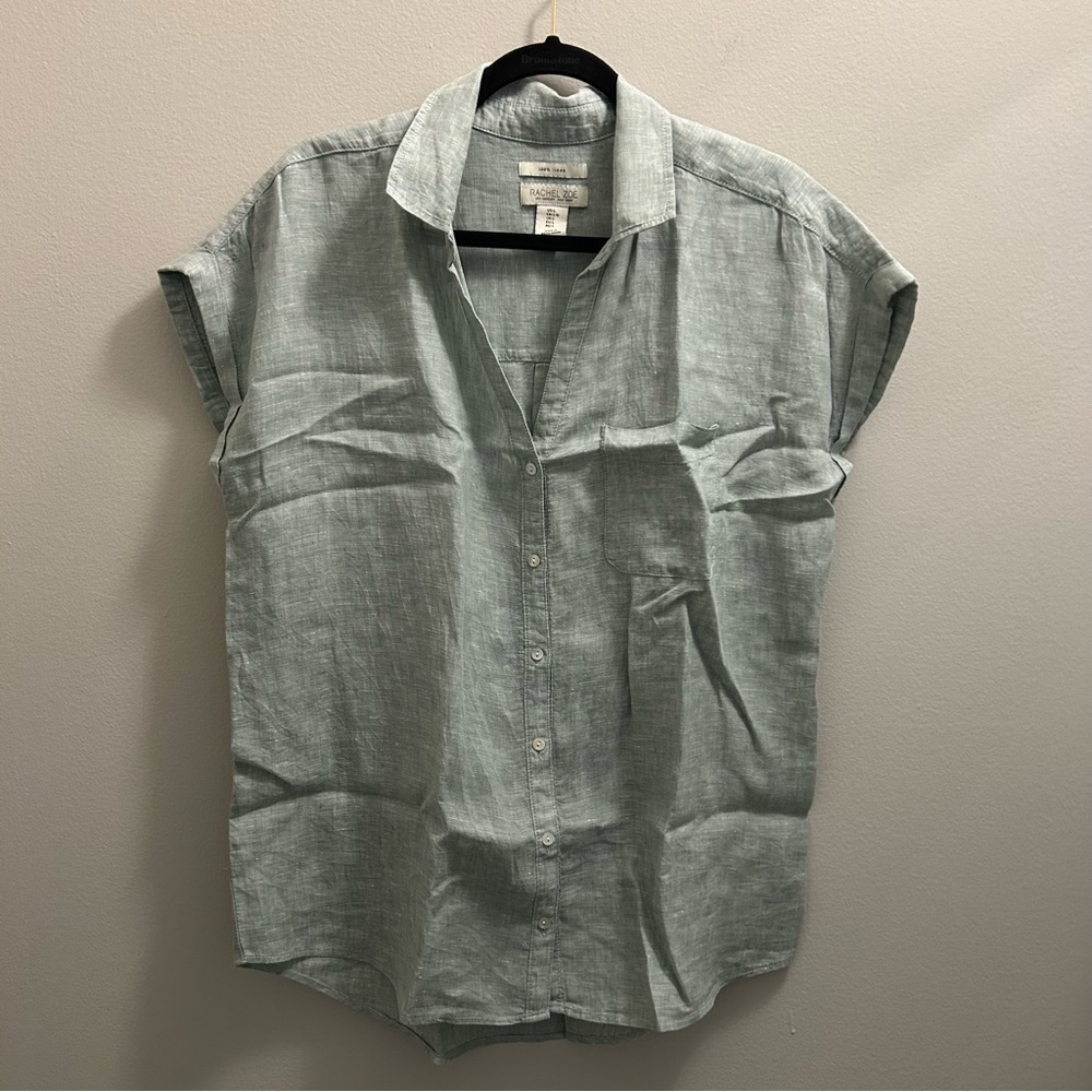 Rachel Zoe Light Green Linen Shirt